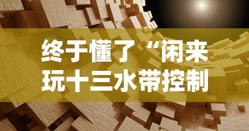 终于懂了“闲来玩十三水带控制源码”附透视挂详细教程