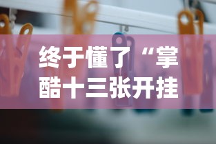 终于懂了“掌酷十三张开挂技术辅助”作弊挂(辅助外挂+教程)